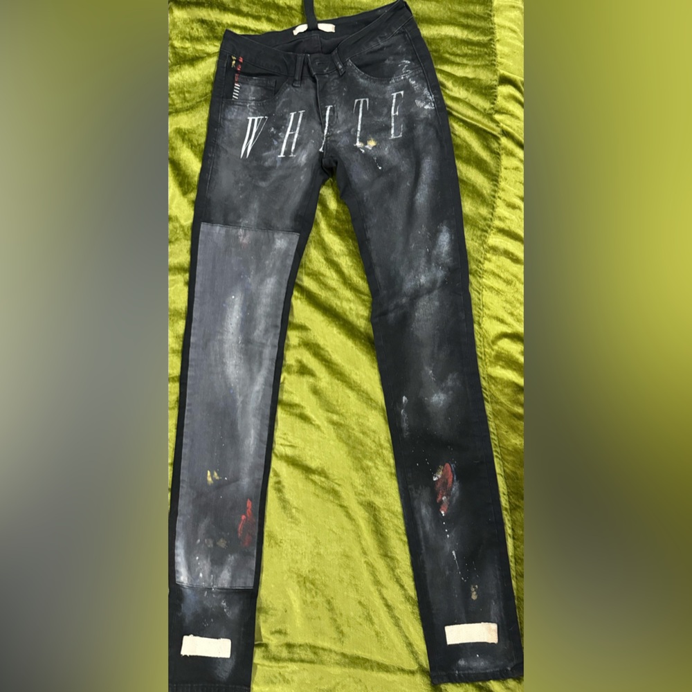 OFF-WHITE PAINT SPLASH LOGO DENIM